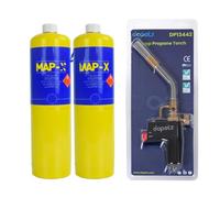 Dapetz Gas Torch And 2 X Mapp Pro Gas Cainster For Soldering Brazing Searing Thawing Heat Treatment Mechanics Jet Burner Cylinder