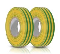 Dapetz Green/yellow (Earth) Pvc Electrical Insulation Tape - 21M X 19mm - Premium Twin Pack - 2 Rolls Of Tape