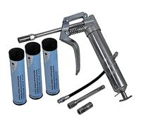 Dapetz ® Manual Grease Gun Set With 3 Cartridges Grease 85Grams Pistol Grip Greaser With Flexible & Rigid Hoses For Automotive, Machinery & DIY Lubrication