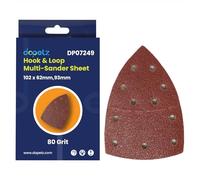 Dapetz ® Multi Tool Triangle Sanding Pads 102 x 62mm, 93mm 80 Grits For Bosch Sander, Detail Pads 11-Holes Mouse Sandpaper Sheets Hook and Loop 10X