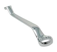 Dapetz ® Offset Double Ring Spanner 21mm x 23mm Metric Ring Deep Bi-Hex Swan Neck Wrench Chrome Vanadium Steel Slim Profile Repairing Tool for Tight Narrow Spaces Silver