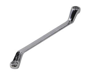 Dapetz ® Offset Double Ring Spanner Metric Hex Swan Neck Deep Wrench Spanner Chrome Vanadium Steel, Matte Chrome-Plated 75-Degree Offset, 25mm x 28mm, 12-Point