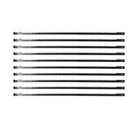 Dapetz Pack Of 10 Scroll Saw Blades 24Tpi - 130mm Pin End Blades For Cutting Plastic Wood Metal Offset Teeth, 3mm Wide 0.4mm Thick