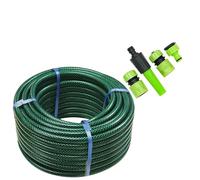 Dapetz ® Reinforced Flexible Pressure Washer Pvc Hosepipe With Pipe Fittings, Pond Waterfall,15m Garden Water Hose Pipefor Reel + Free Attachment Connectors
