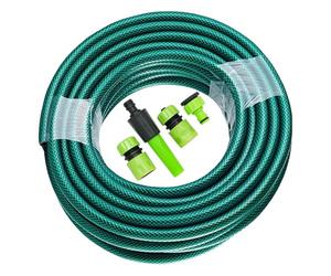 Dapetz® Reinforced Hose Pipe Connectors Set - Anti Kinking Garden Hose, 30M Flexi Hose, Durable Hosepipe for Garden, Pond Hose, Hose Pipe Connector, Tap Connector & Fittings Kit