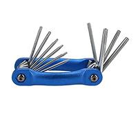 Dapetz ® Tamper Proof Star Key Set Folding Security Torx Key Set Sizes Include T6 to T30 Blue Aluminium Frame Chrome Vanadium Steel Corrosion Resistant 10PCS