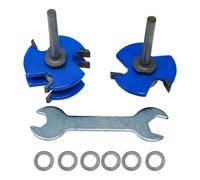 Dapetz Tongue And Groove Router Bit 2Pc Set 1/4" Shank T Type 3 Tooth Cutter Comes With Spanner And Washers