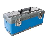 Dapetz ® Tool Box 470 X 220 X 210mm Stainless Steel Portable Tool Box with Metal Latch Removable Tray Storage Case Organizer for Tools and Small Parts