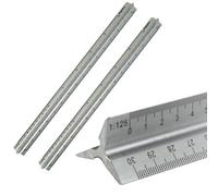 Dapetz Tri Scale Metal Ruler 2Pcs 30Cm 12" / 300mm Aluminum Triangular Scale Ruler Metric 1:20, 1:25, 1:50, 1:75, 1:100, 1:125