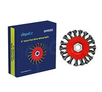 Dapetz ® Twist Knot Wire Semi Flat Brush Knotted Carbon Steel Wire Wheel for 115mm M14 Sander Angle Grinder 100mm 4" Knotted, Plated and Crimped Bristles for Use With Various Metals