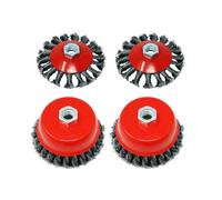 Dapetz ® Twist Knot Wire Brush Set Kit Angle Grinder Flat Wheel And Cup Brush for 4Pcs 115mm Angle Grinder with M14 Thread Crimped Wire Wheel and Cup for Paint, Rust Removal, Weld Cleaning