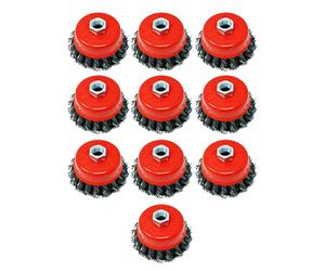 Dapetz ® Twist Knot Wire Cup Brush 3" 75mm for 115mm Angle Grinders M14 Thread for Metal and Stone Working, Cleaning, Surface Preparation and Fabrication Tasks 10X
