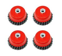 Dapetz ® Twist Knot Wire Wheel Cup Brush 4"(100mm) For Rust And Paint Removal, Metal And Stone Working, Cleaning M14 for 4 1/2" 115mm Angle Grinder 4 Pack