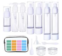 Daphilly 14 Pcs Clear Airless Pump Bottles,Travel Size Portable Containers,Leak Proof Refillable Travel Accessories for Toiletries, Cream Lotion, Eye Cream, Liquid, Foundation, Shampoo (14)
