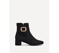 Daphne Black Faux Suede Block Heel Ankle Boot Linzi Black 3-Standard Fit