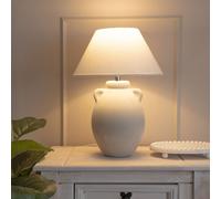 Daphne Linen Tapered Lamp Shade Stonewear Ceramic Vase Table Lamp ValueLights Grey One Size