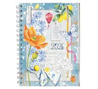 Daphne's Diary Daily Planner 2026 | Daily Calendar with Creative Designs, Fold-Out Monthly Overviews, Shopping Lists | Decorative Weekly Planner, Scrapbook Full of Art Paper and Art Supplies