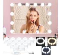daphomeu Mirror Lights 14 Bulbs, Hollywood Mirror Light Kit, Vanity Lights Perfectly Hidden Cables, 3 Colors and 10 Intensities, USB Make up Lamp for Dressing Table, Bathroom, Bedroom