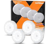 daphomeu Motion Sensor Lights Indoor,4 Pack Wireless USB Rechargeable Cupboard Lights,Stick on Wall Night Light,Battery Operated for Stair Wardrobe Corridors Closet Under Cabinet Kitchen Puck Lights