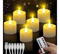 daphomeu Rechargeable Tea Lights with Remote and 24H Cycle Timer, 6 Pack