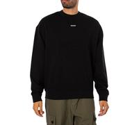 HUGO Mens Dapocrew Relaxed-fit Sweatshirt in Cotton Terry with Logo Print Black