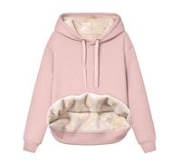 DaPongZhi Fleece Hoodies for Women UK Ladies Thick Fleece Sweatshirt with Hood Winter Sherpa Lined Pullover Hoodie Womens Teddy Fleece Thermal Sweater Autumn Winter Warm Tops Outwear Pink