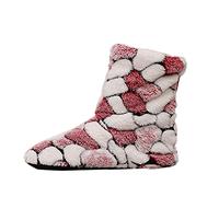 DaPongZhi Slipper Boots Women Made From Faux Fur With Pom Poms Women's Fleece Bootie Home Warm And Non Slip Floor Boots Home Shoes Slippers