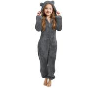 DaPongZhi Stitch Onesie Kids Girls Teddy Fleece Cute Ear Hooded Bear Onesies Winter Warm Zipper Sleepsuits Solid Color One Piece Pyjamas Soft Comfortable Thickened Loungewear Fuzzy Nightwear