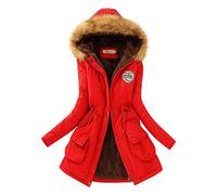 DaPongZhi Winter Coats for Women UK Thick Fleece Lined Hooded Sherpa Jakcet Coat Women's Long Sleeved Slim Lamb Wool Cotton Coat with Fleece Hood Ladies Warm Outwear