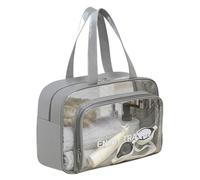 DAPOWER Travel Toiletry Bag for Women and Men, Matte Translucent Shower Bag with Handy Handle, Makeup Cosmetic Organizer Bag for Travel Toiletries Accessories, Grey, L, Carry on Toiletry Bag