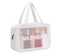 DAPOWER Travel Toiletry Bag for women and men, Matte Translucent Toiletry Bag with with Handy Handle, Makeup Cosmetic Bag Travel Organizer for Accessories, Toiletries, White, L