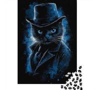Dapper Cat Detective Adult 1000-Piece Jigsaw Puzzle, 70x50cm/1000pcs, for Progress Whenever Time Allows; Clean White Card Pieces for Sorting