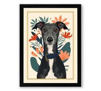 Dapper Dog Portrait Boho Framed Wall Art Print A3 (42×29.7cm) Black, Wall Decor for Living Room, Bedroom, Office & Home, Ready to Hang, Art Gift