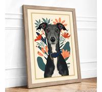 Dapper Dog Portrait Boho Framed Wall Art Print A3 (42×29.7cm) Oak, Wall Decor for Living Room, Bedroom, Office & Home, Ready to Hang, Art Gift