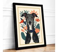 Dapper Dog Portrait Boho Framed Wall Art Print A4 (29.7×21cm) Black, Wall Decor for Living Room, Bedroom, Office & Home, Ready to Hang, Art Gift