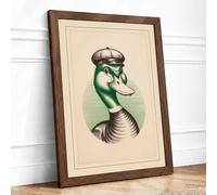 Dapper Duck Vintage Framed Wall Art Print A1 (84.1×59.4cm) Walnut, Wall Decor for Living Room, Bedroom, Office & Home, Ready to Hang, Art Gift