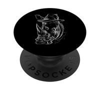 Dapper Rhino Hat Line Art Wildlife Animal PopSockets Adhesive PopGrip