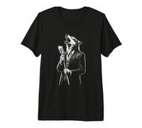 Dapper Wolf Singer Howling Retro Microphone Graphic Premium T-Shirt