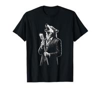 Dapper Wolf Singer Howling Retro Microphone Graphic T-Shirt
