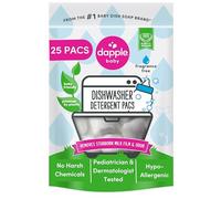 DAPPLE Baby Bottle and Dish Dishwasher Pacs, 25 Count, Fragrance Free Automatic Dishwasher Pods, Plant-Based Formula