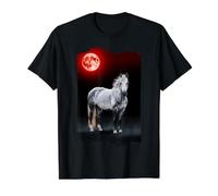 Dapple Gray Horse Under a Blood Moon Value Graphic T-Shirt, Men, Black, XL