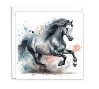 Dapple Grey Horse Watercolour Splash Effect Artistic Blank Greeting Card