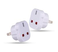 Pack of 2 UK to US Plug Adaptor Type G to Type A and B from UK to USA, Canada, Australia, Jamaica, Barbados, Mexico, Thailand, China, Japan and more 3 pin to 2 Pin American Travel Adapter Plugs
