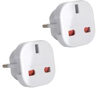 Pack of 2 Travel Adapter | UK to European Plug Adapter Converter (Euro Type C, E, F) EU Plugs for travelling to Italy Cape Verde Poland Spain Turkish Greece Bulgaria and more.(White)