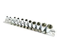 Daptez ® 11pc 1/4" Shallow Drive Socket Set Chrome Vanadium Steel for Strength and Durability 6 Point Drive Socket on Rail 0BA, 1BA, 2BA, 3BA, 4BA, 5BA,6BA, 7BA, 8BA, 9BA, 10BA