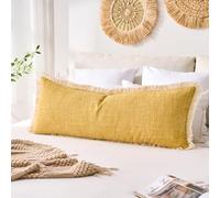 DAPTSY Boho Pillow Cover 14x36 Long Faux Linen Mustard Yellow Long Pillow for Couch Spring Modern Farmhouse Home Decor for Sofa Living Room Couch Bed Pack of 1
