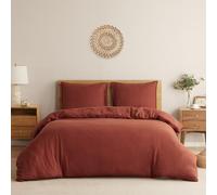DAPU 100% French Linen Duvet Cover 3Pcs Set, 170GSM Linen Bedding, King | Soft Breathable All-Season for Hot sleepers, Corner Ties & Zipper Closure, French Linen Flax from Normandy, Rust Red