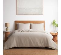 DAPU 100% Linen Duvet Cover Set 3PCs, Pure Natural French Flax Duvet Cover King 200x200cm with 8 Corner Ties and Zipper Closure, Soft Breathable Durable for Hot Sleepers(Natural Linen, Double)