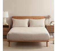 DAPU 100% Linen Fitted Sheet, Soft Breathable French Flax Linen Fitted Sheet with 40cm Deep Pocket, Cooling Linen Bedsheet for Hot Sleepers, Natural Linen/Single Size