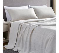 DAPU 100% Linen Flat Sheet Pure Linen Sheet from Normandy, French Flax Flat Sheet with Stone Washed Ultra Soft, Breathable and Durable - 1 Piece Linen Flat Sheet Only (King, Nature Linen)